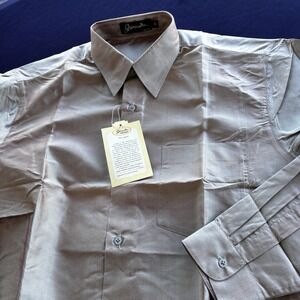 Shinawatra 100% Thai Silk Dress Shirt Mens Medium NWT‎ Long Sleeve Taupe Bronze